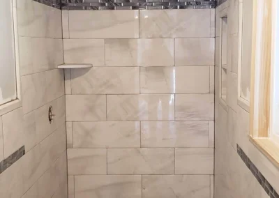 bathroom shower floor installed in large tile