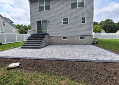paver patio and stair in the back yard